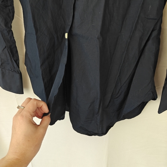 Ann Mashburn Button Up Boyfriend ShirtIn Navy Poplin Size Small Women's - Picture 14 of 16